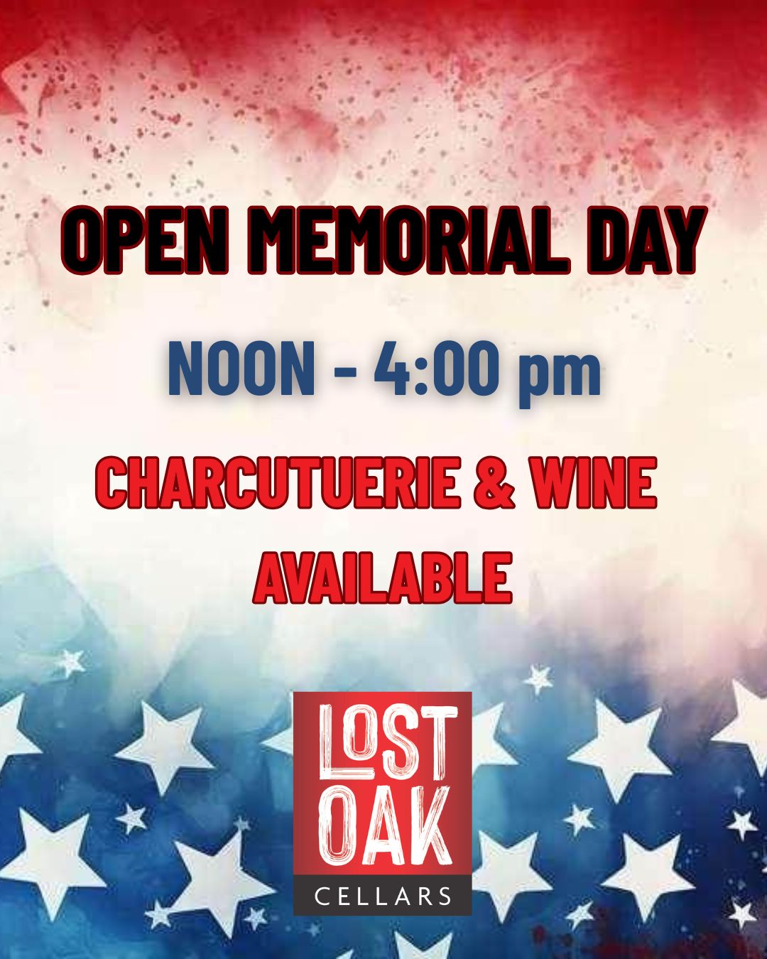 Memorial Day Hours 12-4 pm