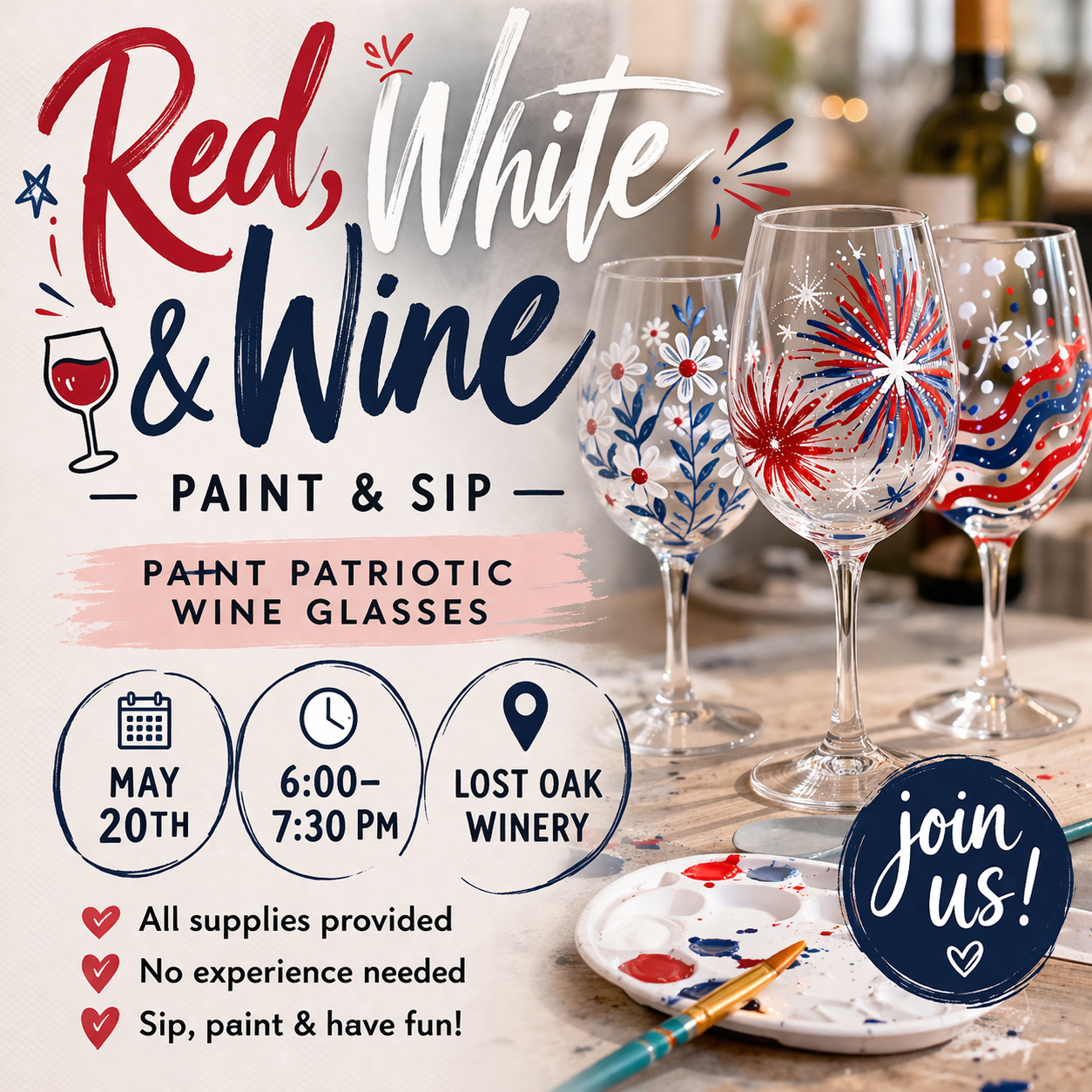 Red, White, & Wine Paint & Sip
